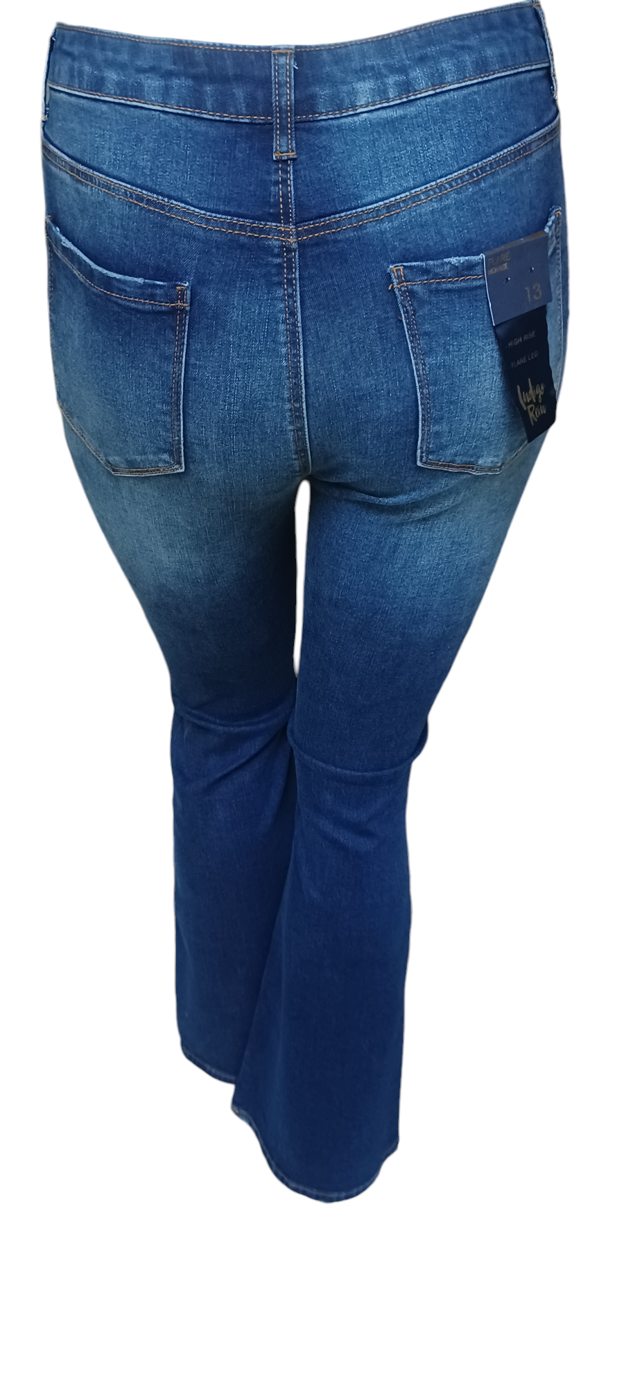 548517......Preowned Indigo Rein Flare High Rise Jeans Size 13