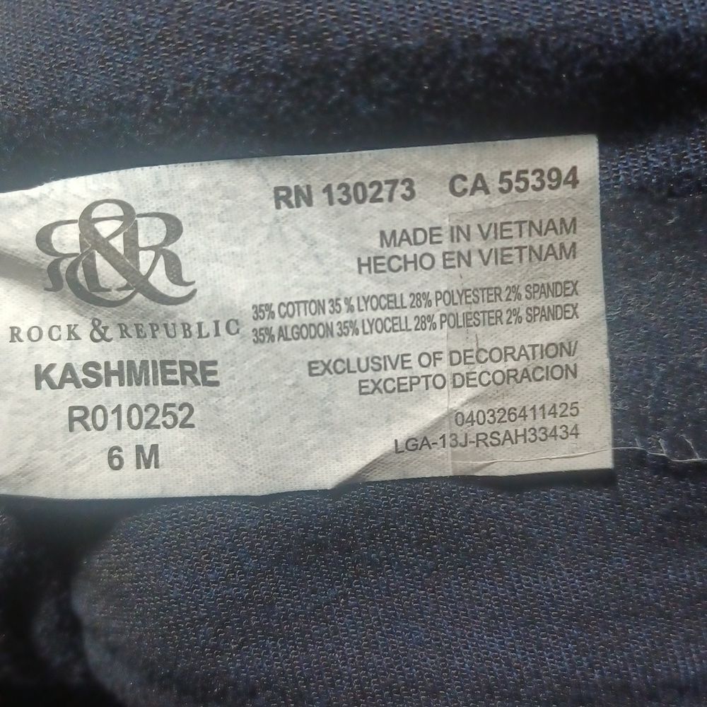 648839....Rock & Republic Skinny Jeans Size 6M, W26" 28"Inseam 8"Rise