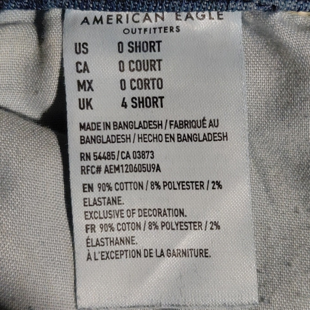 698510.....American Eagle Skinny Jeans Size 0 Short, W24", 26" Inseam 10" Rise
