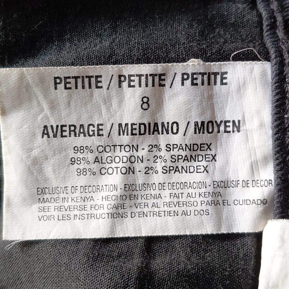 1210..Gloria Vanderbilt Black Straight Leg Jeans Size 8P, W30" 27"Inseam 10"Rise