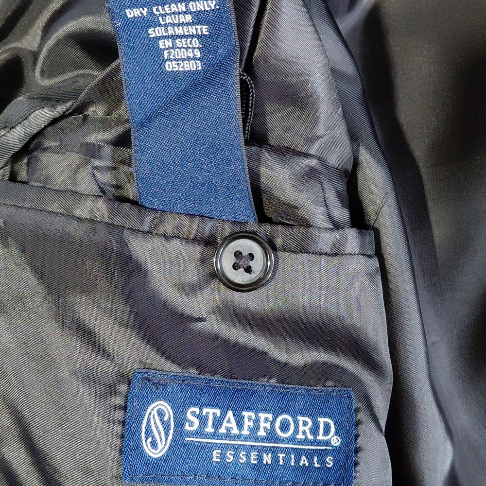 Men's Stafford Black Overcoat Single Breasted Wool Design Size 44L
