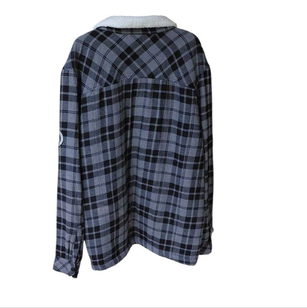 Hurley Black and Gray Performance Jacket, Sherpa Lining Flannel Jacket Size XXL