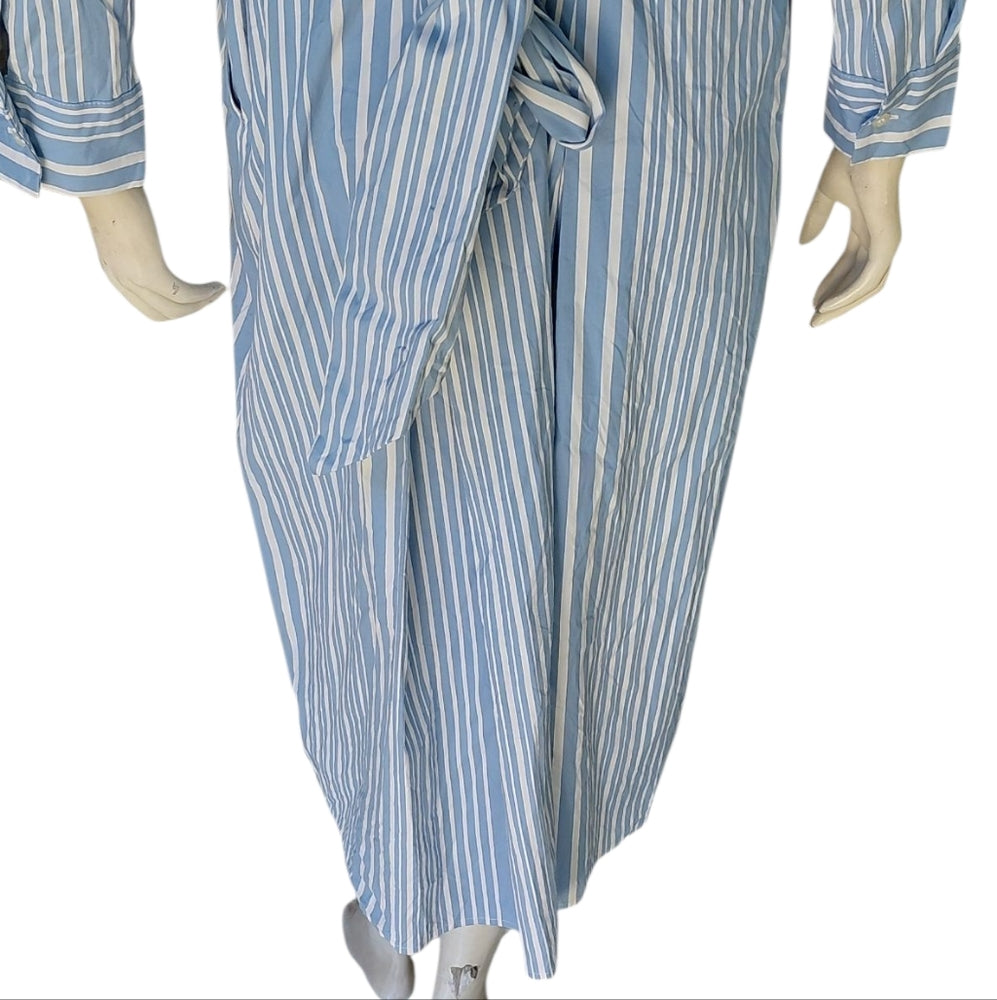 8200....Charter Club Blue and White Striped Midi Dress Size Medium