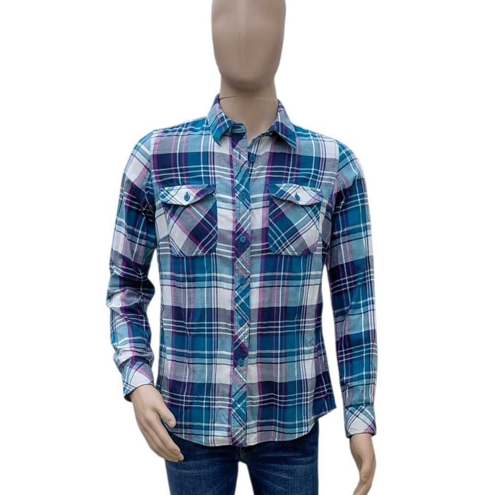 8208....Men's Deluth Trading Co. Blue Plaid Shirt Size Medium