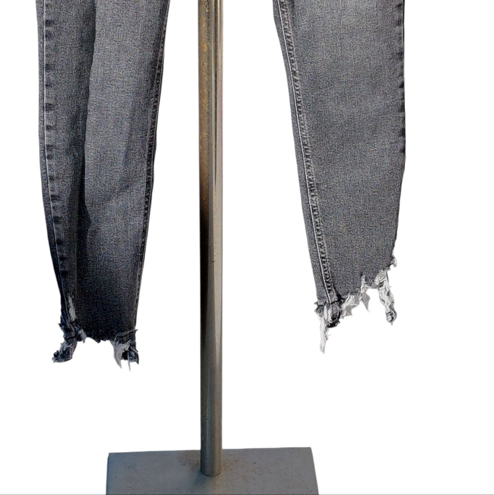 9333...Topshop Gray Distressed Women's Jeans Size W28 L30, 10" Rise
