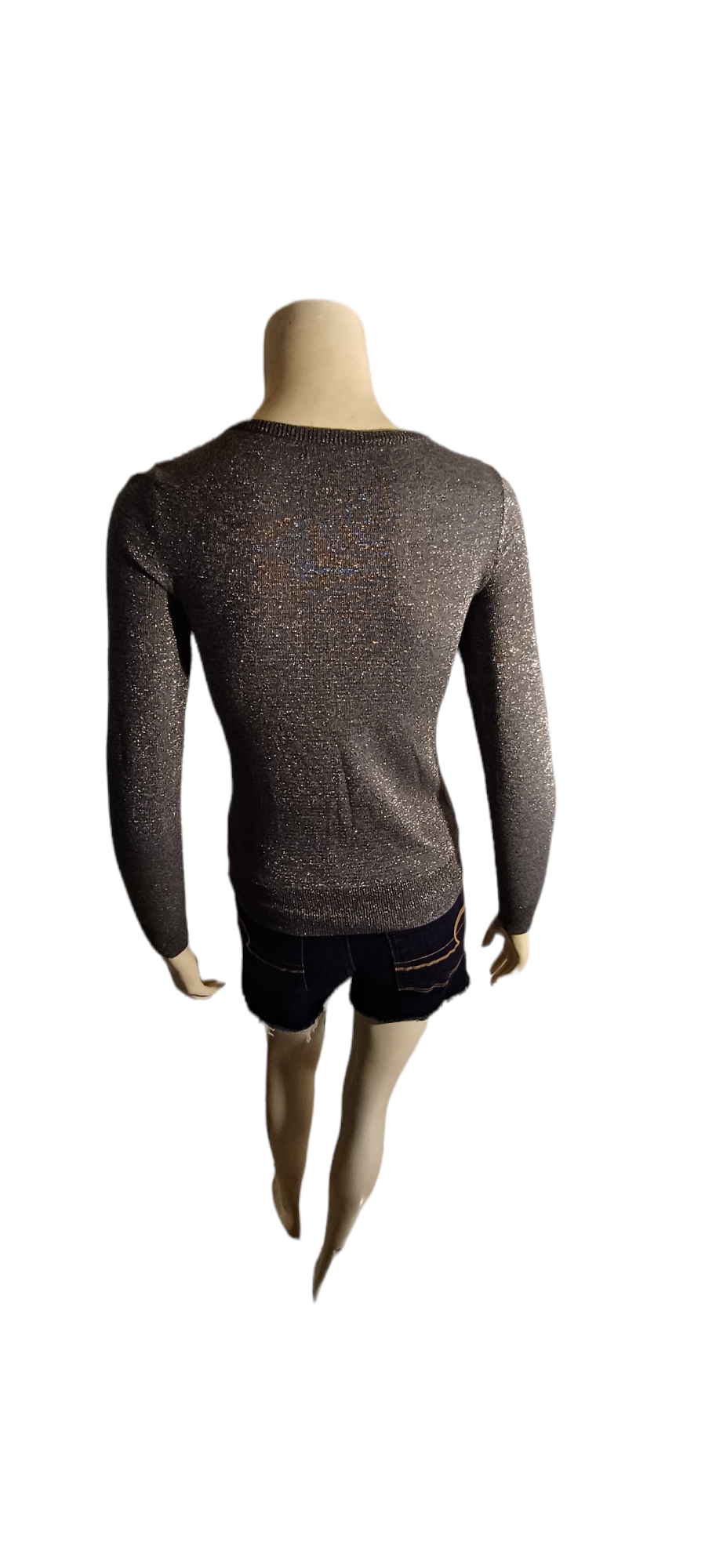 Sku 606033 PRE-OWNED....H&M Gray& Silver Sequin Long Sleeve Sweater Size XS