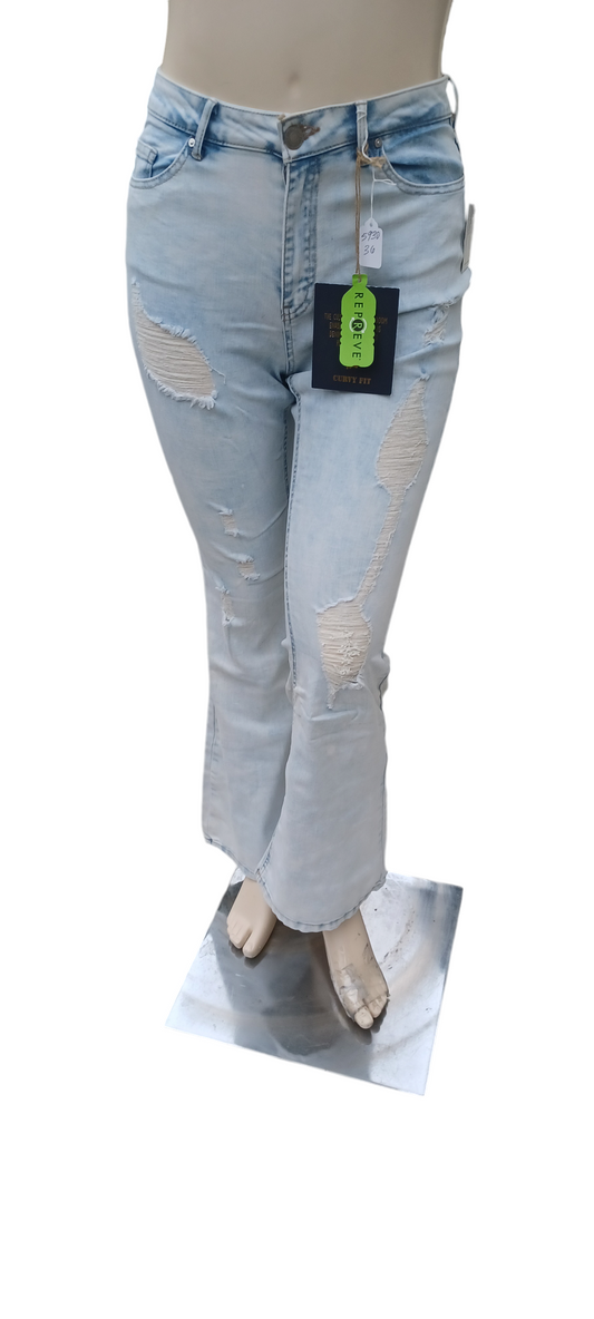 Sku 593036.....Indigo Rein Curvy Fit Distressed Flare Jeans Size 9, W28 L32- 1/2