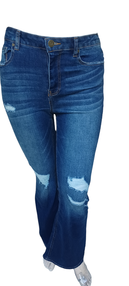 548517......Preowned Indigo Rein Flare High Rise Jeans Size 13