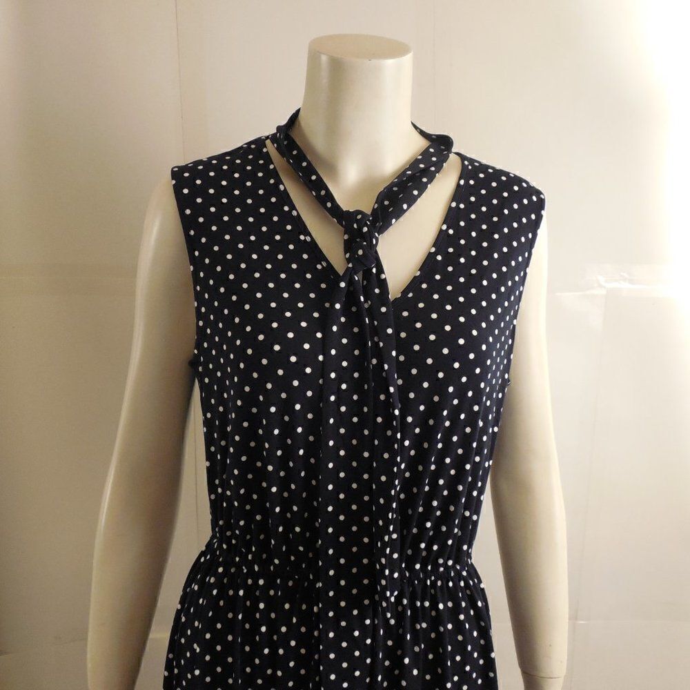 582712.....ADRIANNA PAPELL Printed Tie Neck Sleeveless Dress