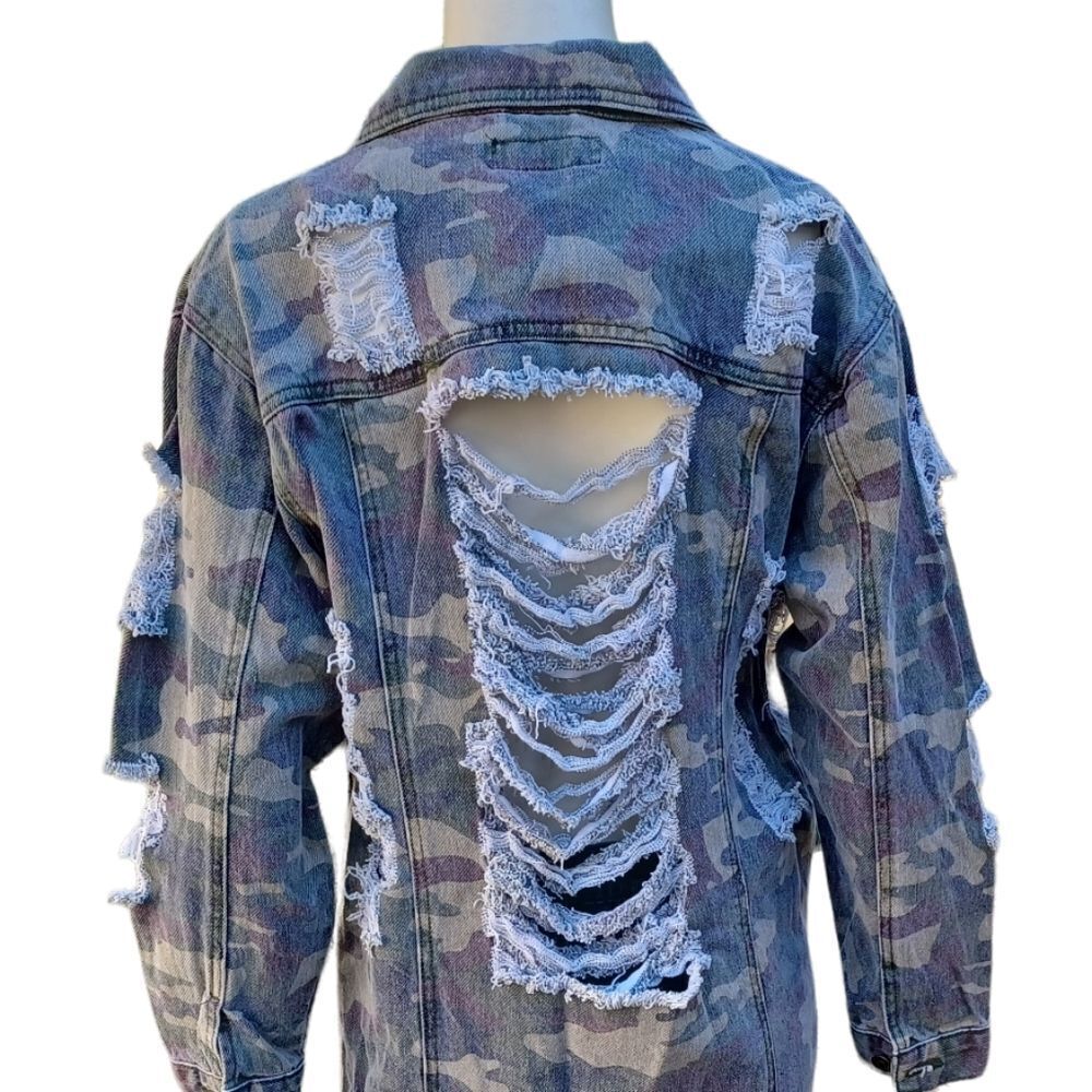 5696...Thrill Jeans Ripped Collection -Long Jacket