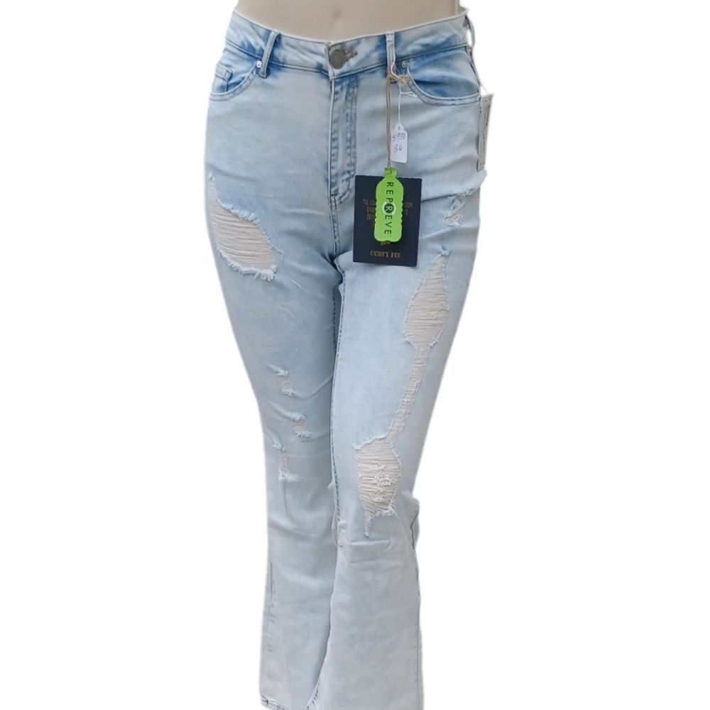 593036.....Indigo Rein Curvy Fit Distressed Flare Jeans