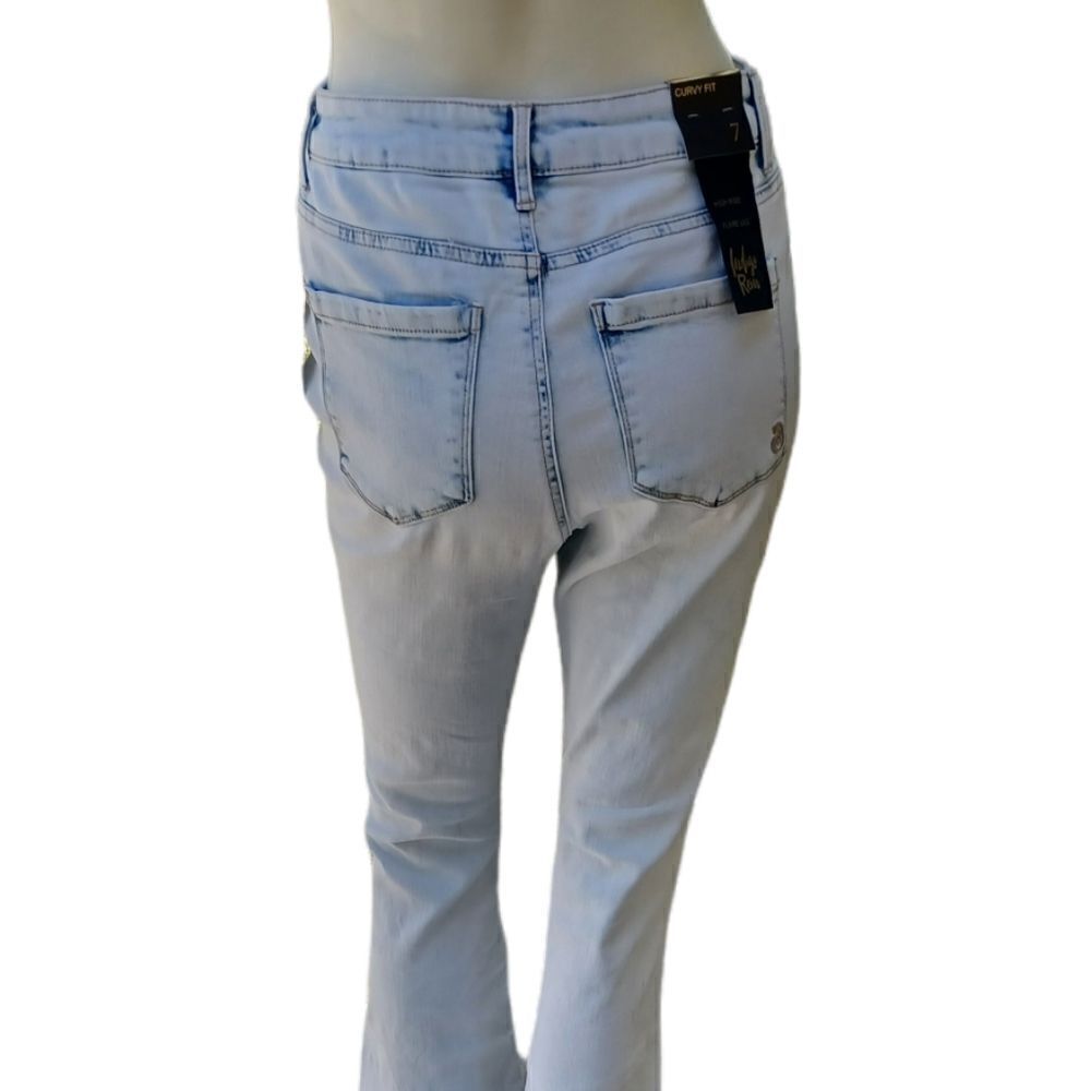 593036.....Indigo Rein Curvy Fit Distressed Flare Jeans