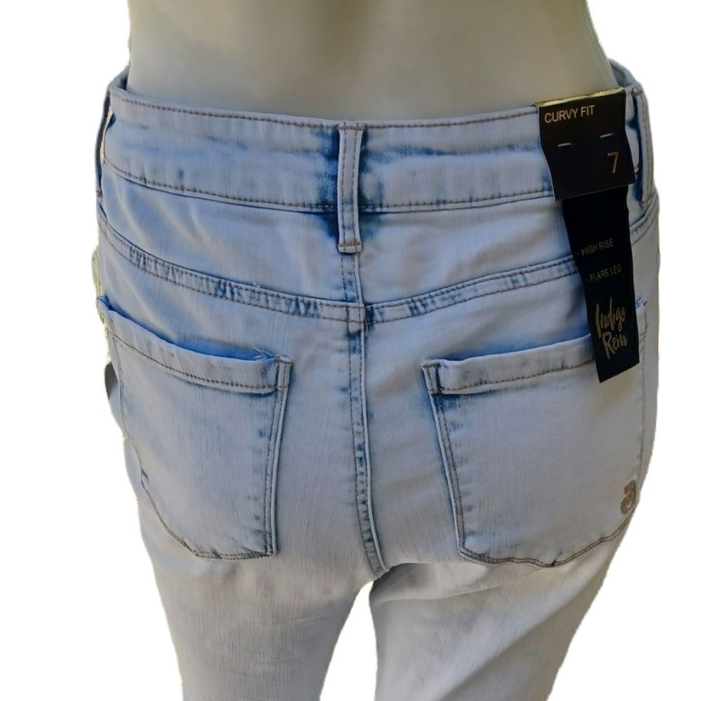593036.....Indigo Rein Curvy Fit Distressed Flare Jeans