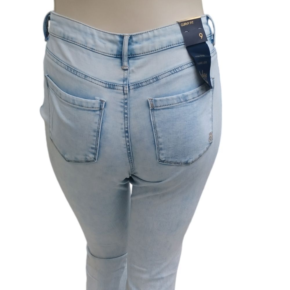 593036.....Indigo Rein Curvy Fit Distressed Flare Jeans