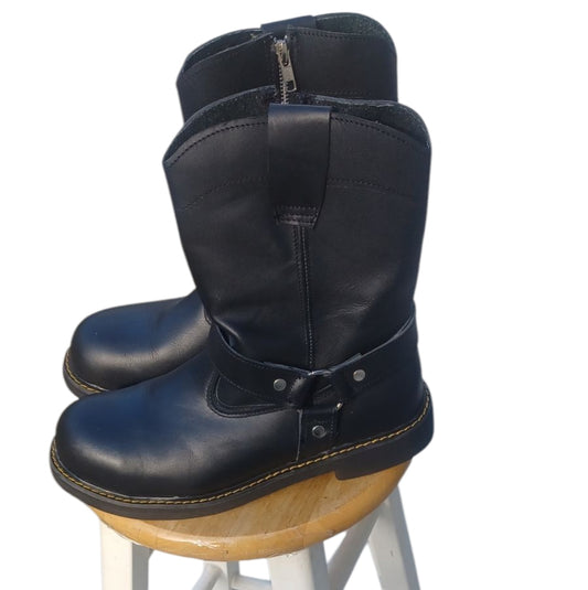 8193....Men's Black Zip Up Work Boots Size  27cm /10" Inches Narrow