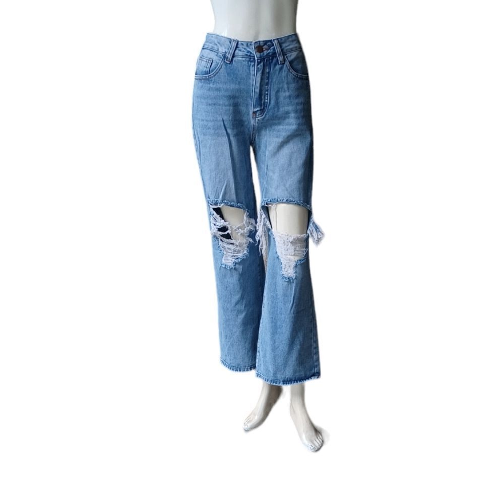 699140.....SHEIN Ankle Crop Flare Jeans Size W27 L32, 26"Inseam  10"Rise