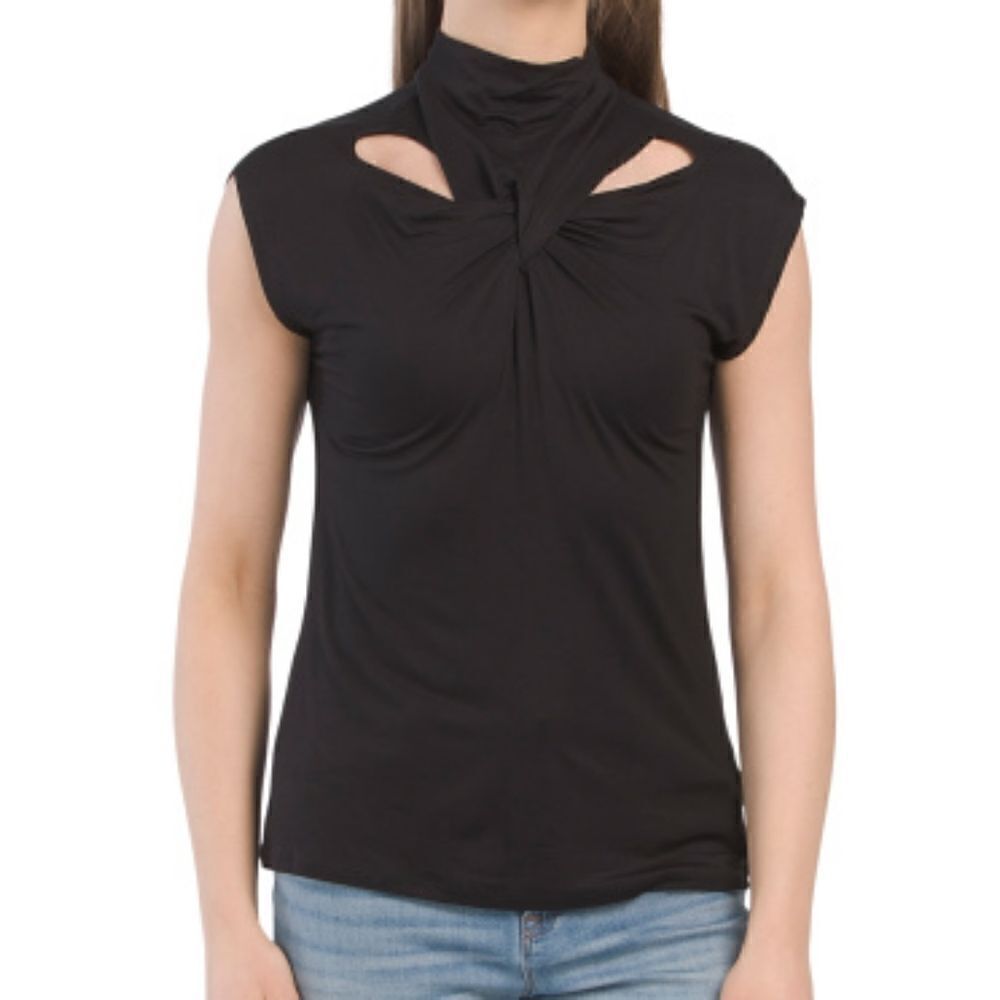 608033....Criss-cross Top Mock Neck Size XL