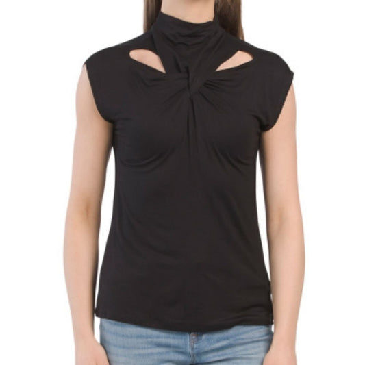 608033....Criss-cross Top Mock Neck Size XL