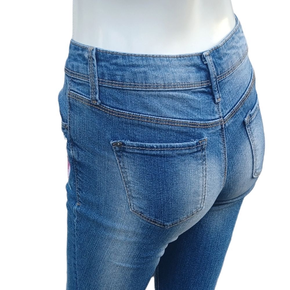 61276...Black Daisy Skinny Jeans 0/24 Size