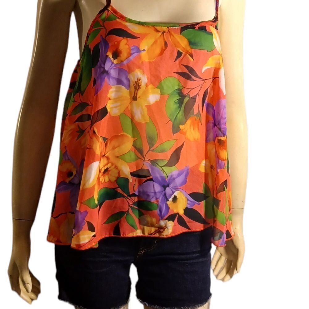 605733...Mia Floral Babydoll Tank Top Size Medium