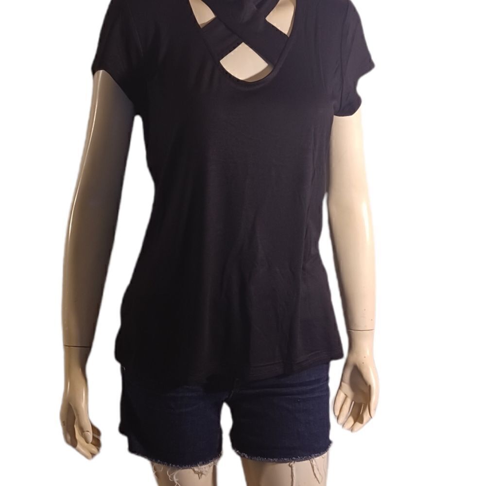 608133...Cable & Guage Cap Sleeve Criss-cross Cross Top Size Medium