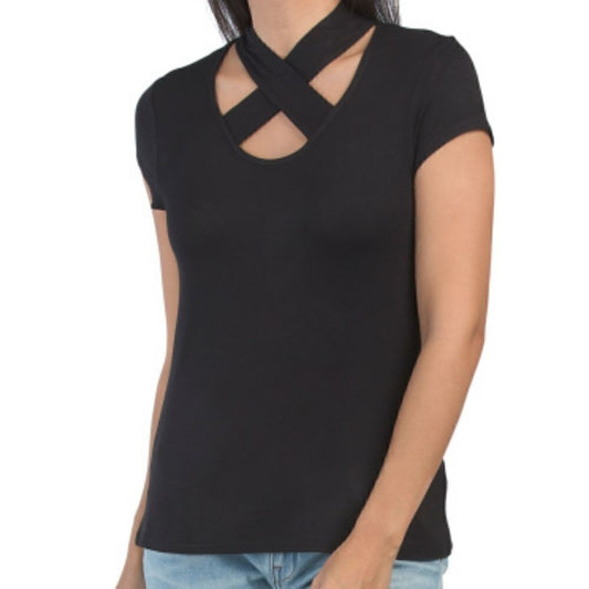 608133...Cable & Guage Cap Sleeve Criss-cross Cross Top Size Medium