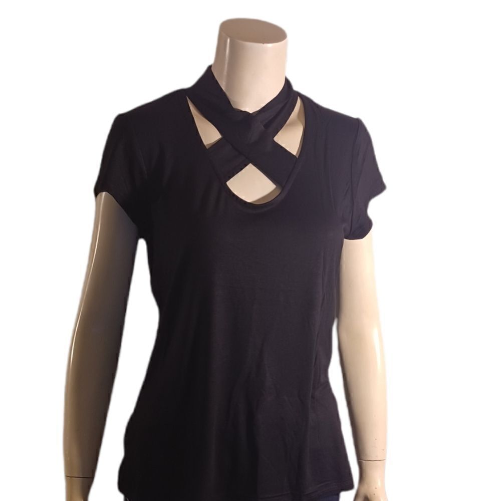 608133...Cable & Guage Cap Sleeve Criss-cross Cross Top Size Medium