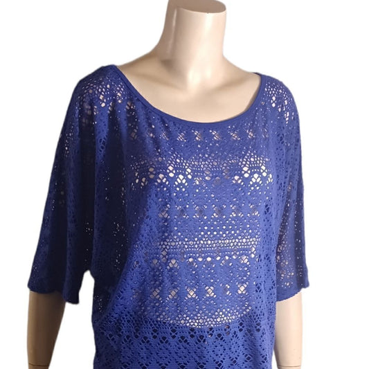 605533...Bisou Bisou Purple Shear Knit Top Size Large