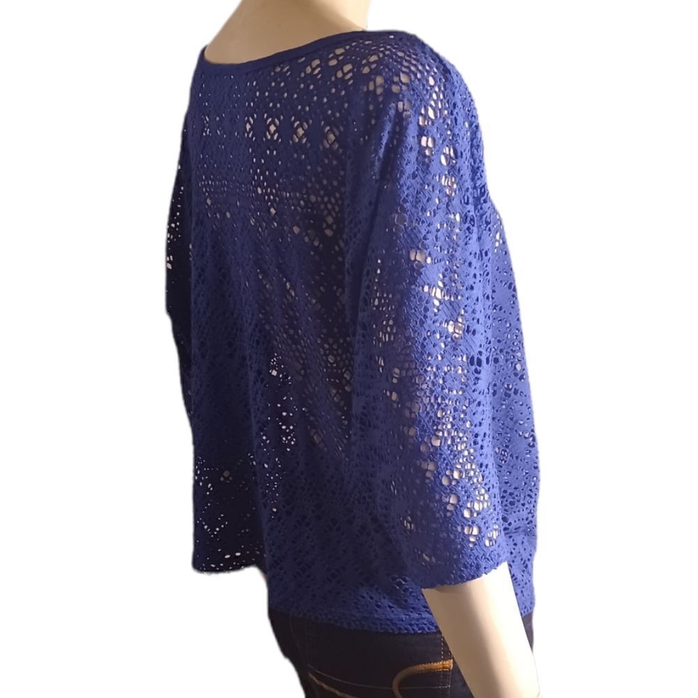 605533...Bisou Bisou Purple Shear Knit Top Size Large