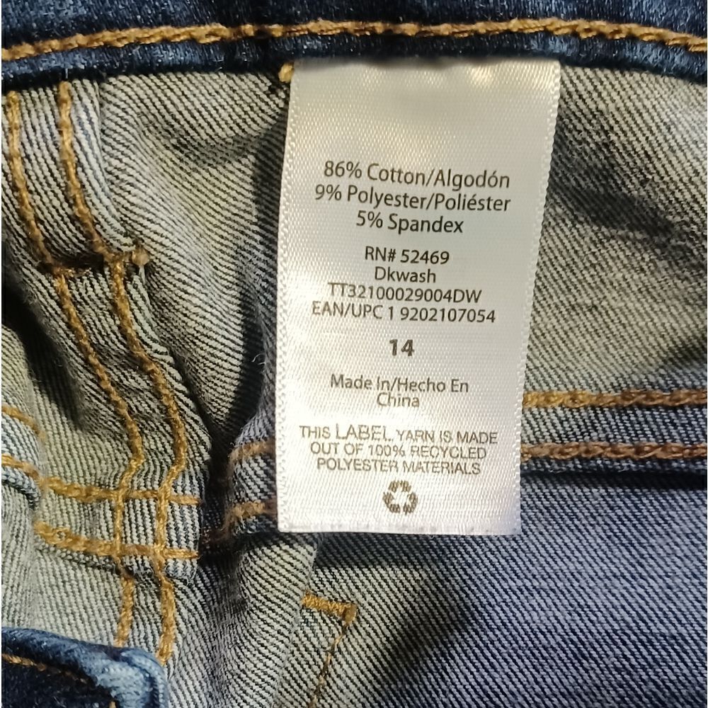 692047....Time and Tru Skinny Jeans Size 14,  W30" 26"Inseam 10"Rise