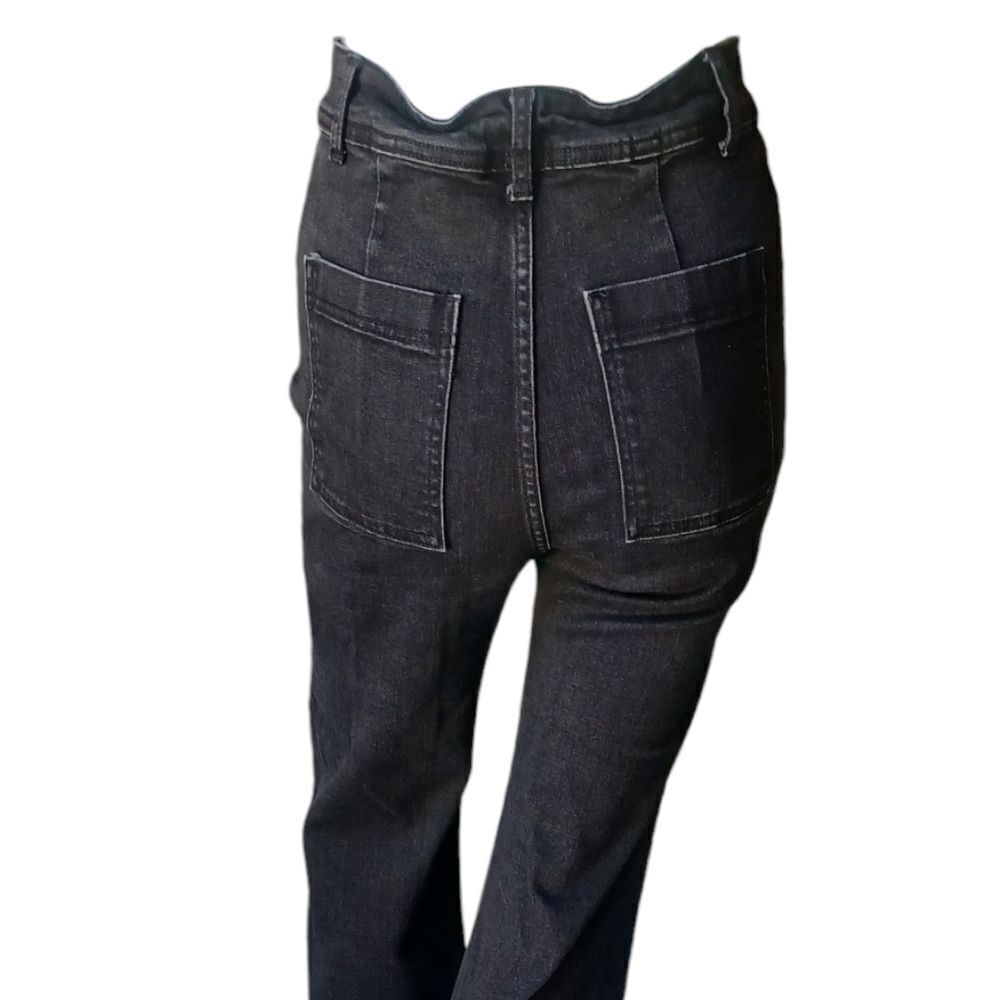 301828......Black Wide Leg Crop Jeans Size Small