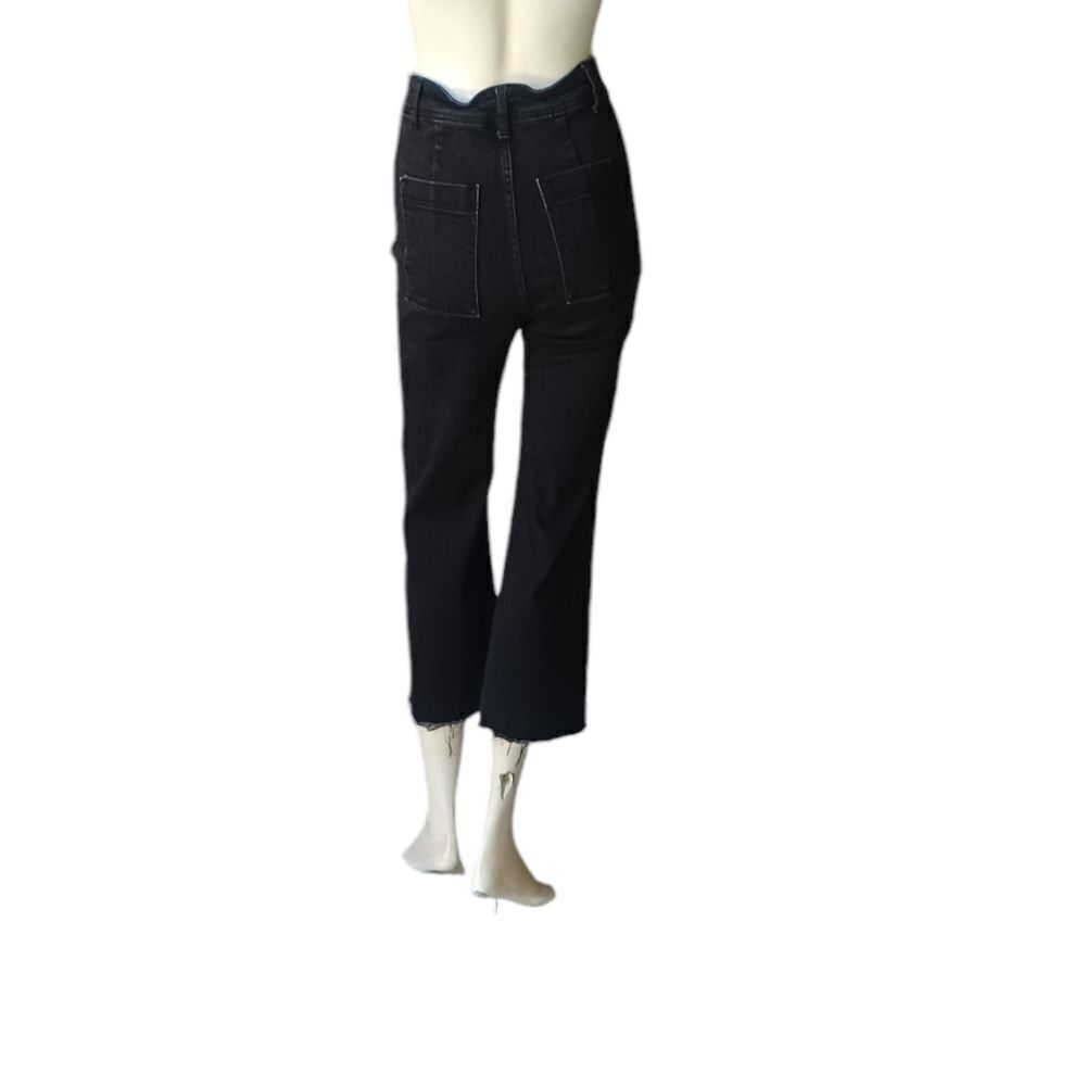 301828......Black Wide Leg Crop Jeans Size Small