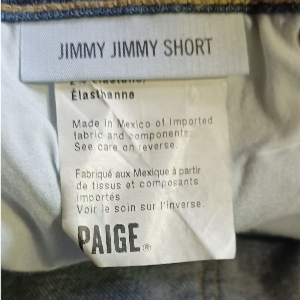 693934...PAIGE JIMMY JIMMY Shorts Size 29, 2 1/2"Inseam Cuffed, 8 1/2"Rise
