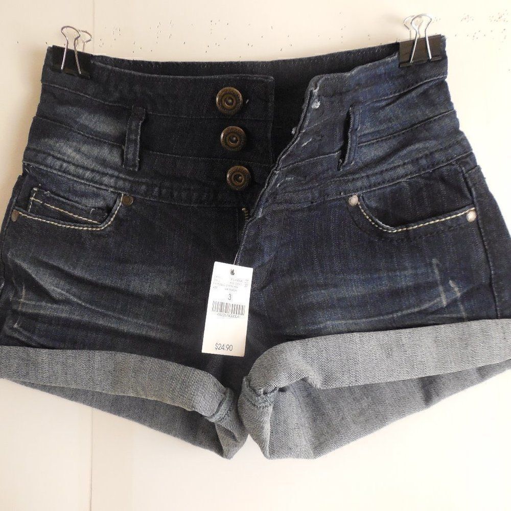 8153....NWT-Wet Seal Blue Asphalt Shorts Size 3