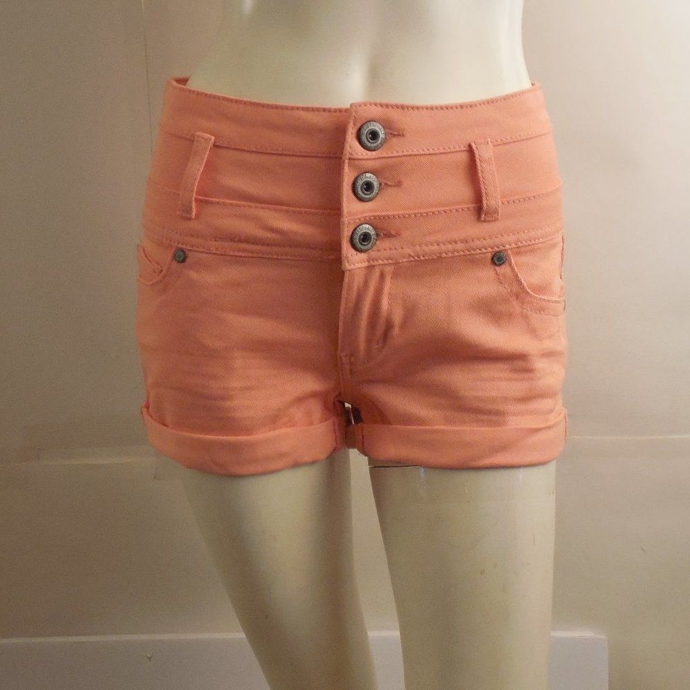 B28...Wet Seal Blue Asphalt Peach Color Shorts Size 7