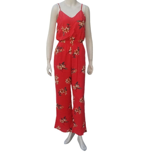 418133....Red Mimi Chica Floral Jumpsuit Size XS