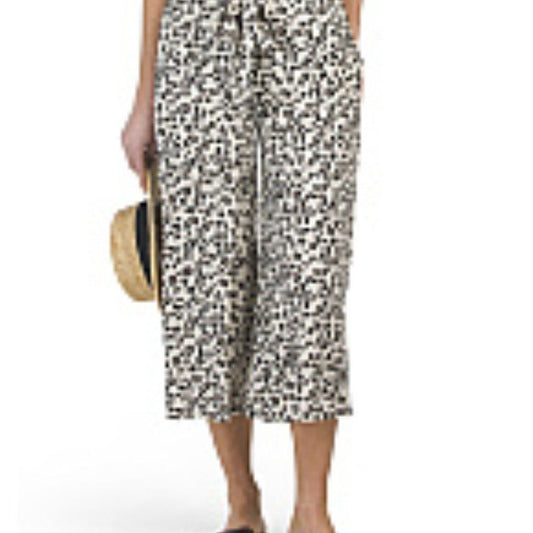 537812....Animal Print Tie Waist Coverup Pants Size S