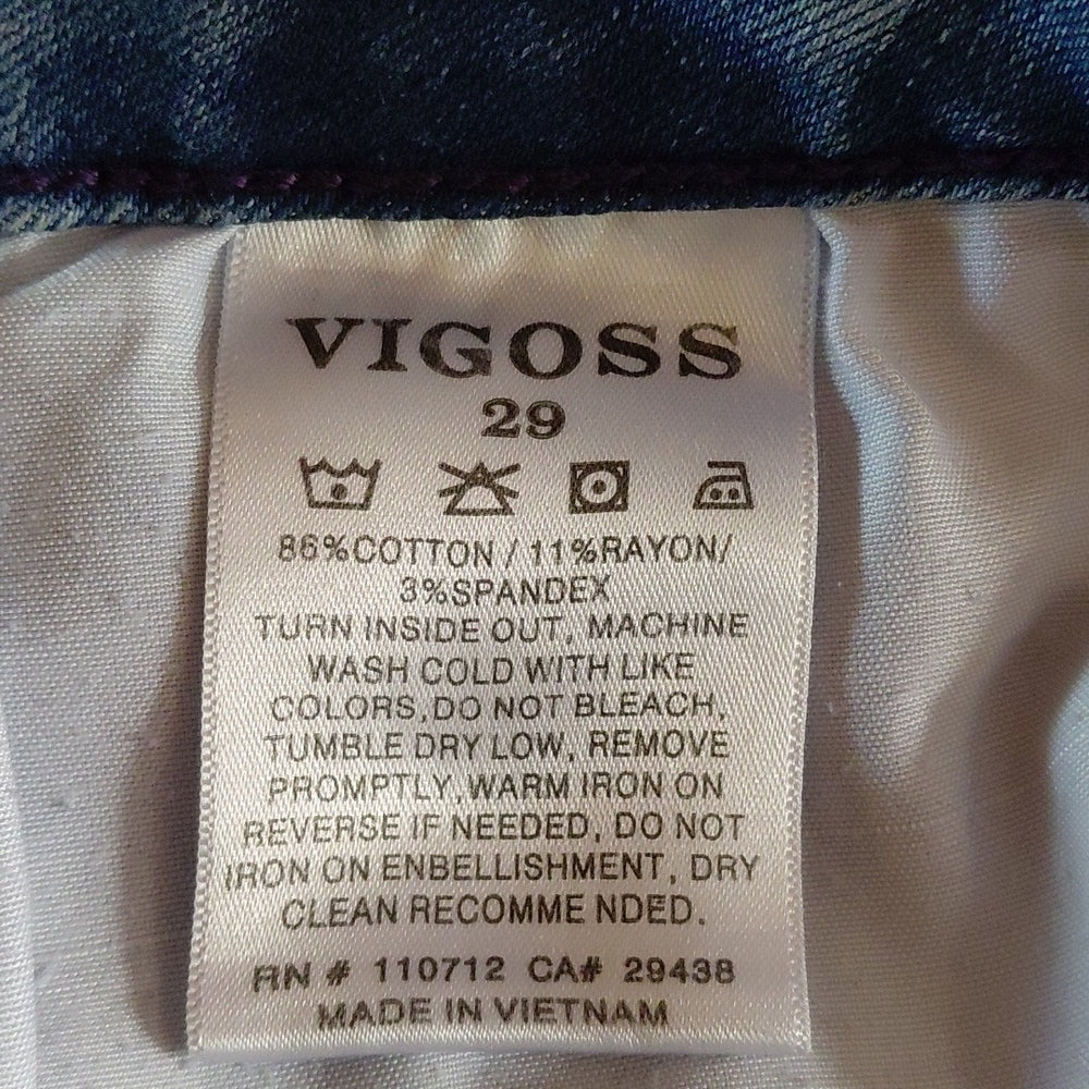90015...Vigoss Thompson Tomboy Straight Leg Jeans Size 29, 8" Rise