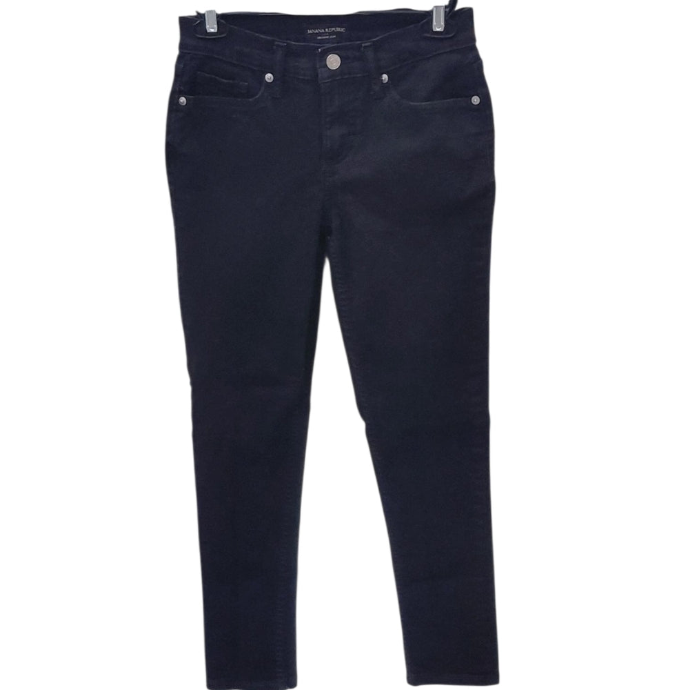 4197...Banana Republic Black Girlfriend Skinny Jeans Size 24/00Petite, 7"Rise