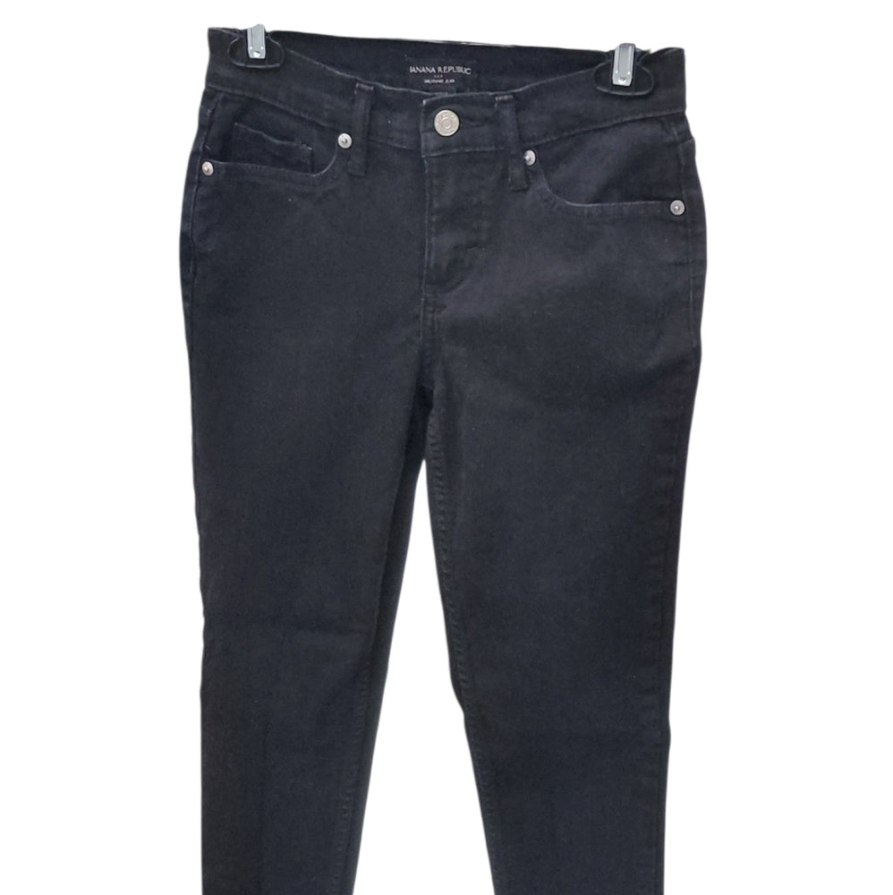 4197...Banana Republic Black Girlfriend Skinny Jeans Size 24/00Petite, 7"Rise