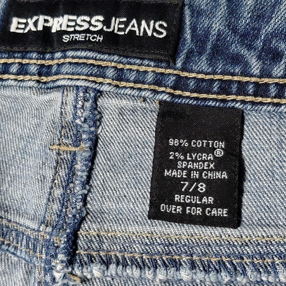 619132....Express Jeans Bootcut Size 7/8, 29"W, 30" Inseam 10"Rise