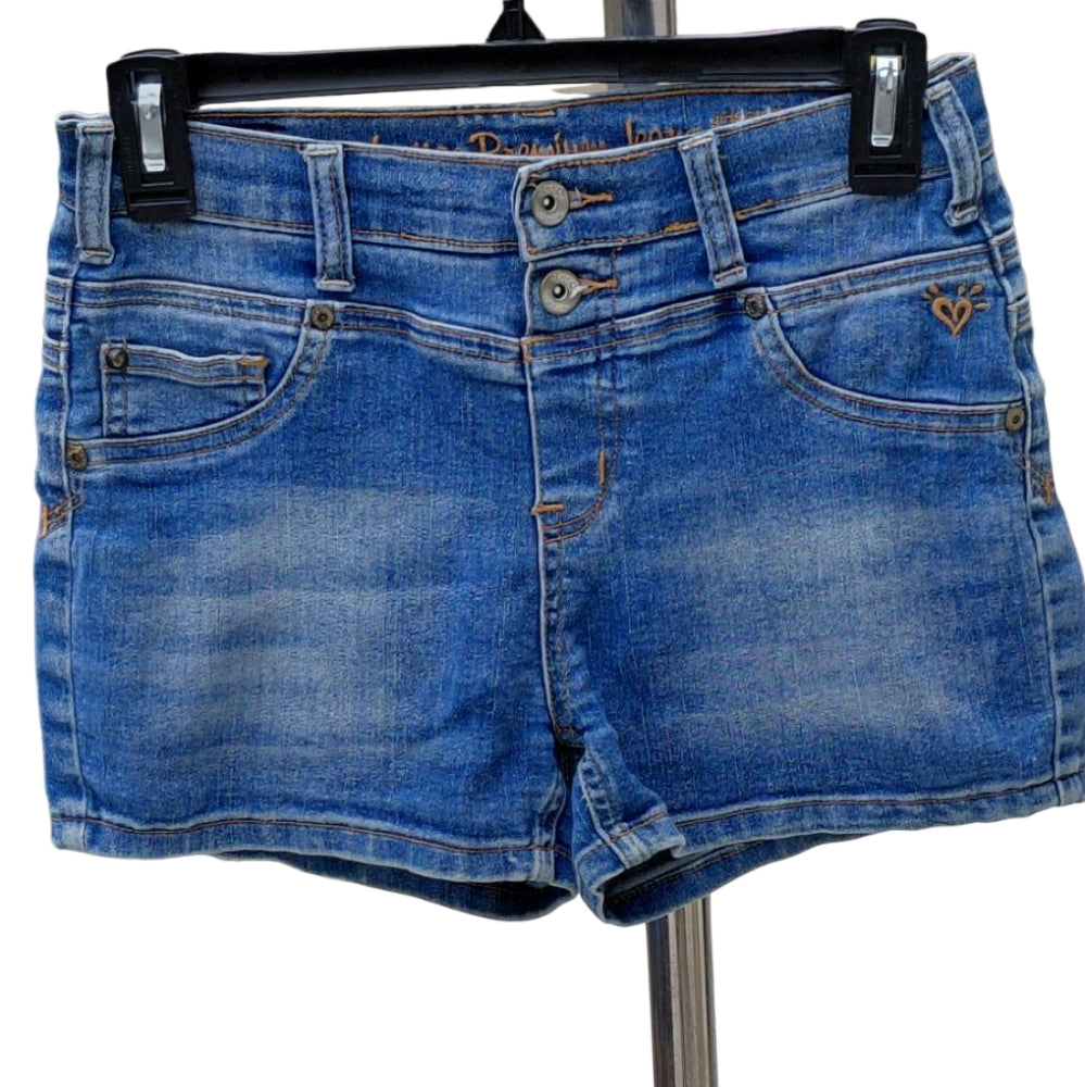 628830...Girls Justice Shorts Jeans Size 14R, W24" 2 1/2"Inseam, 8 1/2"Rise