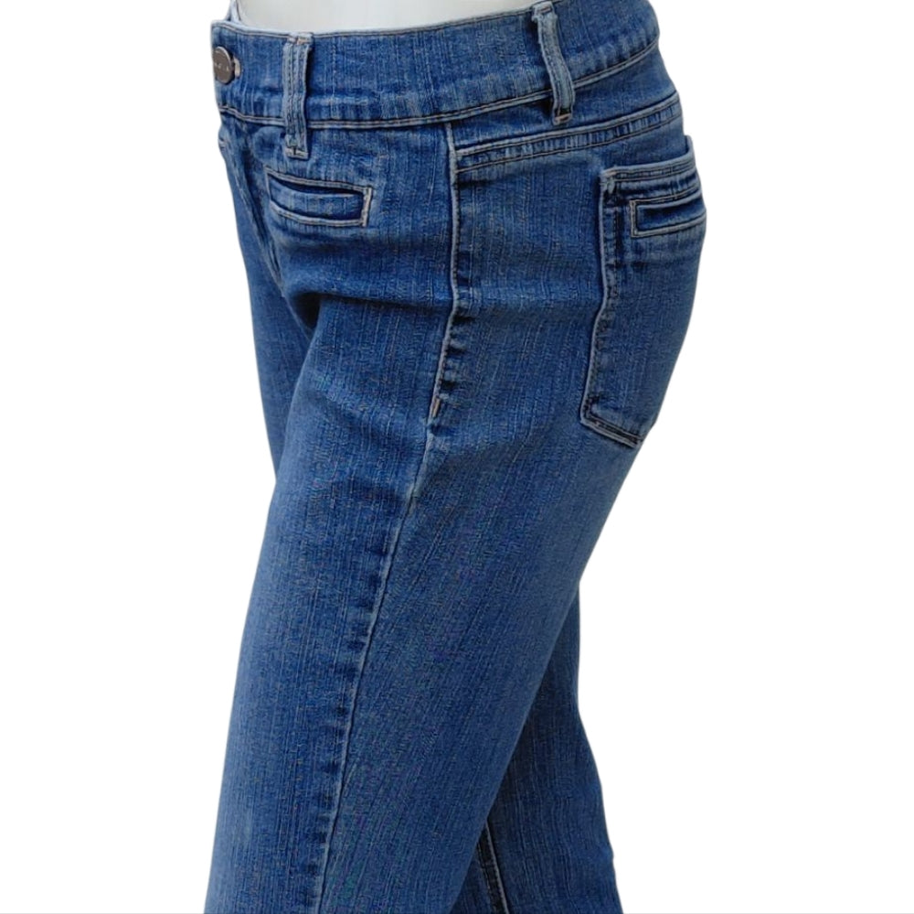122510..White House Black Market Flare Jeans Size 6R, W28" 28"Inseam  7 1/2"Rise