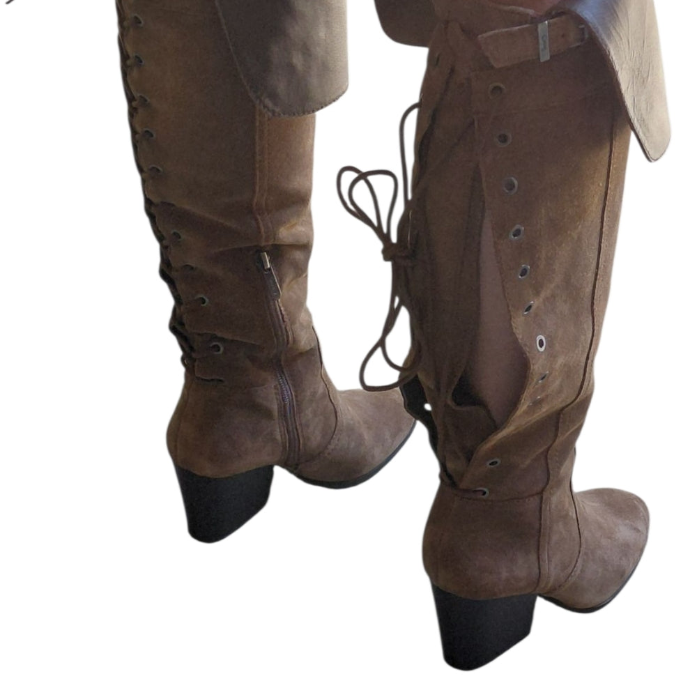 Circus by Sam Edelman Brown Suede Lace Up Boots Size 7M