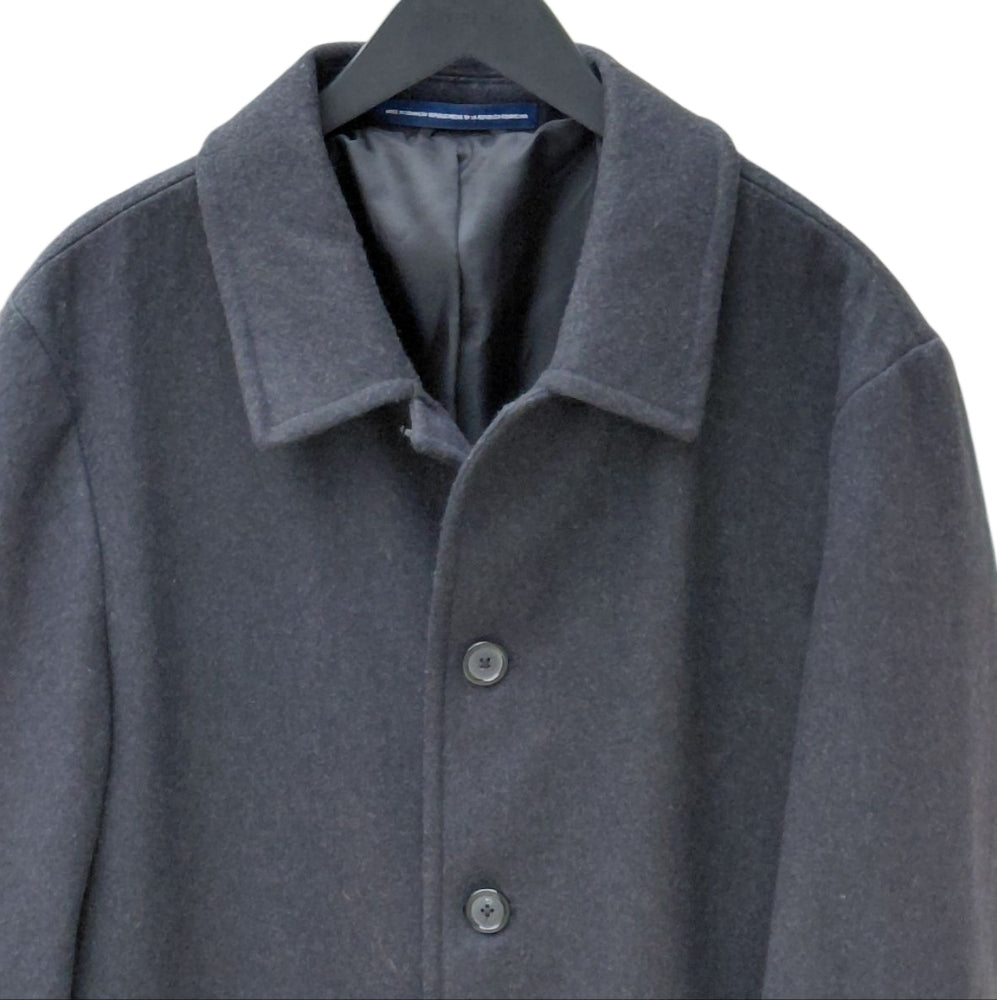 Men's Stafford Black Overcoat Single Breasted Wool Design Size 44L