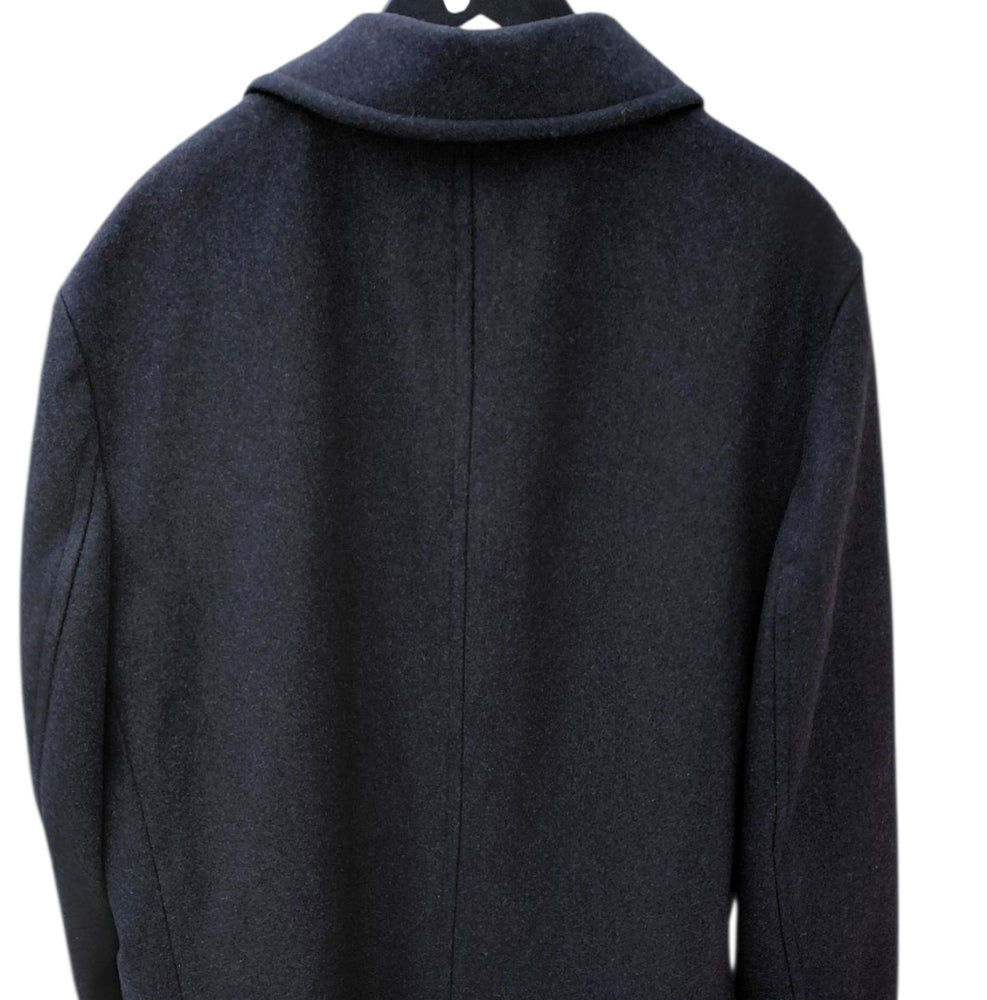 Men's Stafford Black Overcoat Single Breasted Wool Design Size 44L