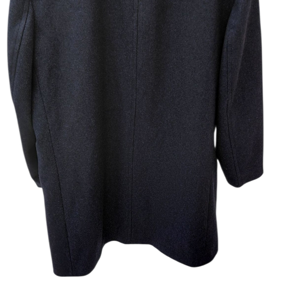 Men's Stafford Black Overcoat Single Breasted Wool Design Size 44L
