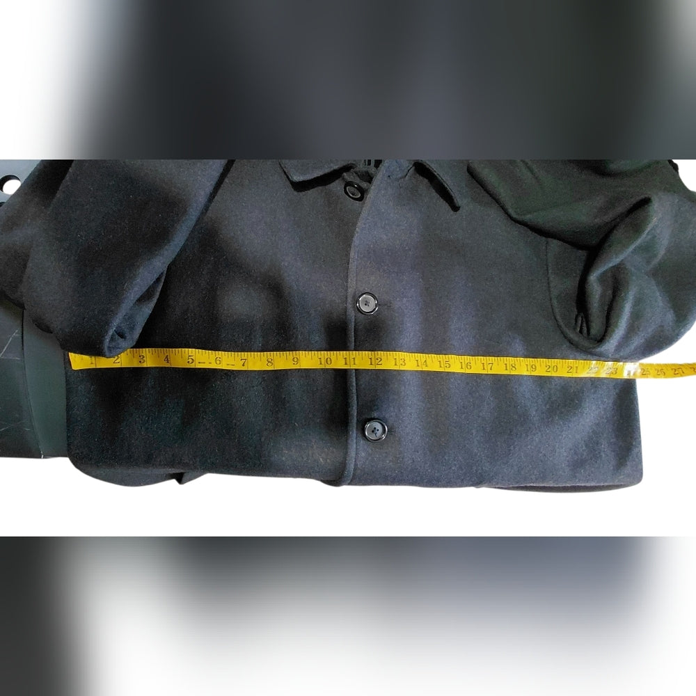 Men's Stafford Black Overcoat Single Breasted Wool Design Size 44L