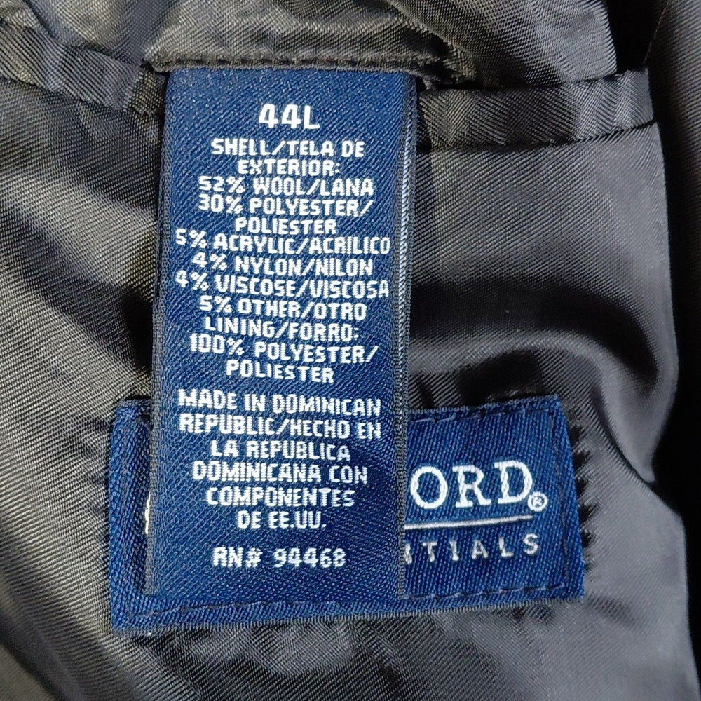 Men's Stafford Black Overcoat Single Breasted Wool Design Size 44L