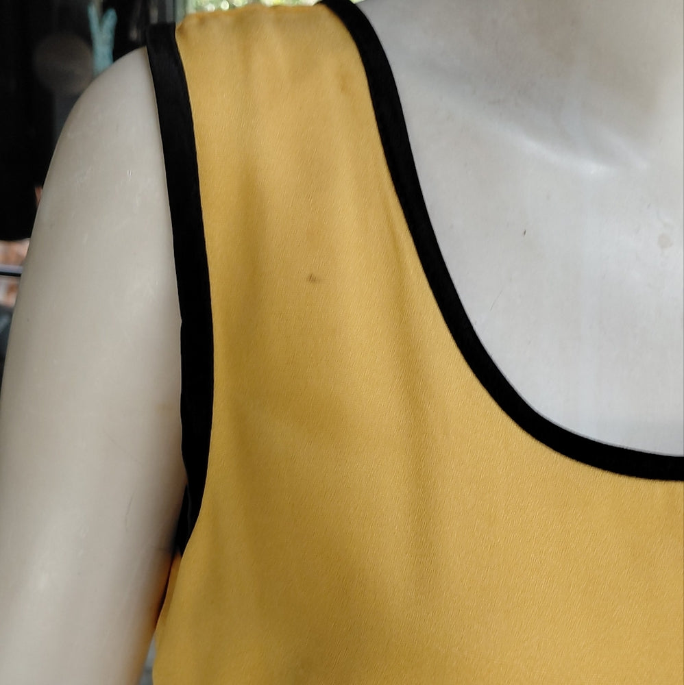 Yellow and Black Embellished Sleeveless Sheath Mini Dress